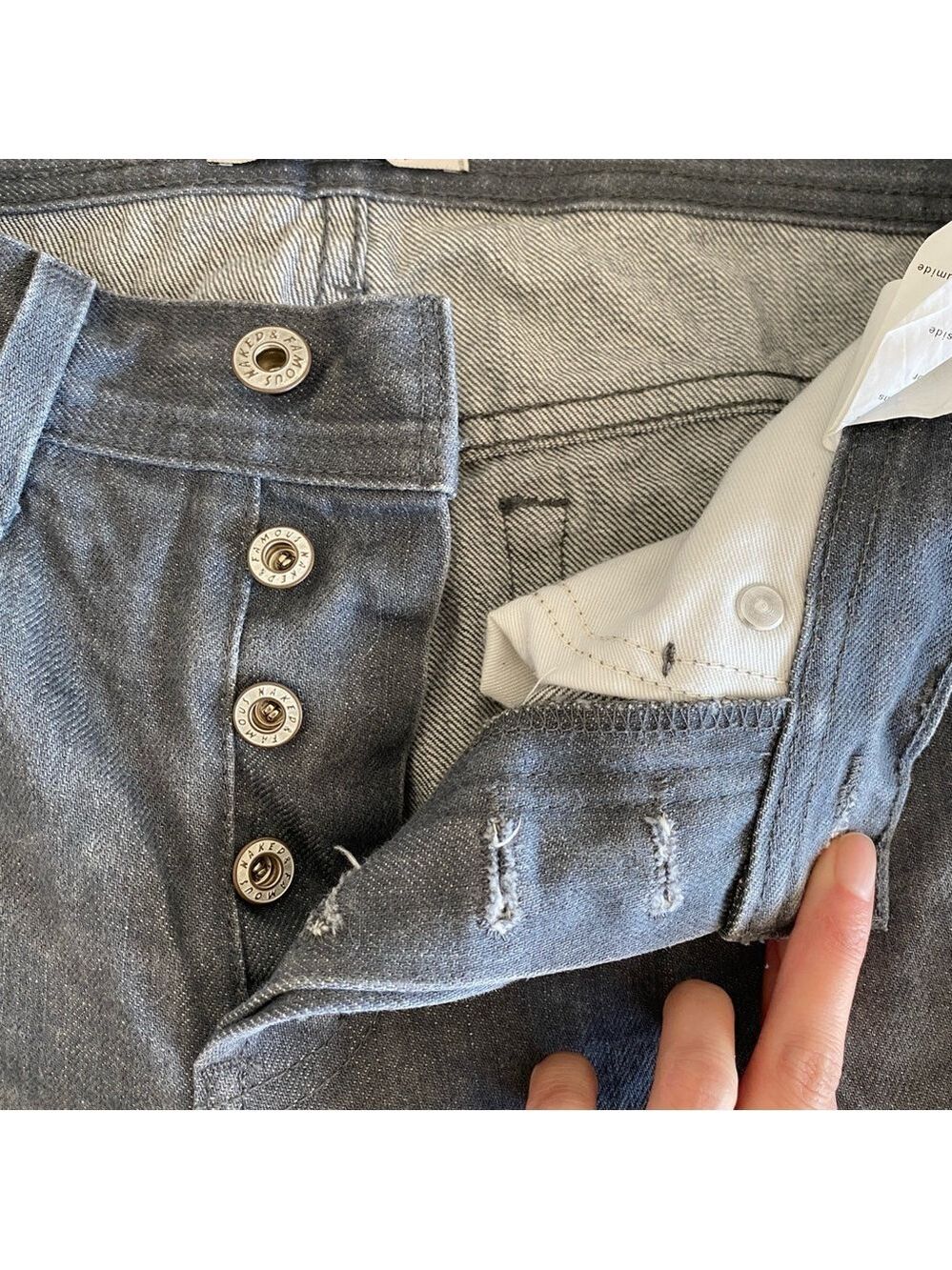 Naked & Famous Weird Guy Grey Selvedge Raw Denim Jeans Mens Sz 30 - Picture 7 of 14